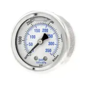 Liquid Filled Back Mount Pressure Gauge with 1.5" Dial, 0-5000 PSI, 1/8"MaleNPT