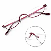 Reading Glasses Metal Spring Hinges Half Moon Semi Rimless Readers 1.0~ 4.0 Red 4.00 strength
