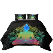 Colorful Oriental Buddha Coverlet