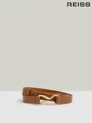 Reiss Tan Scarlett Leather Sculpted-Hardware Belt (AR6532) | $120