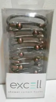 Excell 1ME-061O0-0325/712 Deluxe Metal G Shower Curtain Hooks, Bronze, 12-Pk