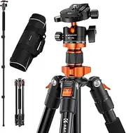 K&F Concept 62 inch Camera Tripod,Lightweight and Compact Aluminum Detachable Monopod Tripod with 360 Panorama Ball Head Quick Release Plate for Travel and Work K254A1+BH-28L (SA254M1)