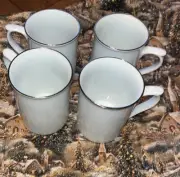 Set of 4 Gibson Everyday Mugs White with silver Trim Coffee / Tea Mint Cond. New