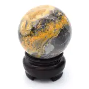 50mm Bumblebee Jasper 152g Natural Crystal Sphere Ball Gemstone Inc Stand