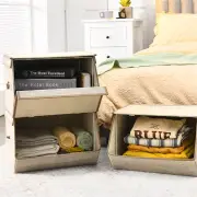 CostwayLarge Stackable Bins Cubes with Lids Storage Organizers-Coffee