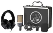 AKG C214 Studio Condenser Microphone Recording Mic+Mackie Monitoring Headphones
