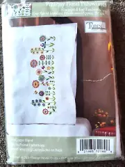 Vintage Tobin Stamped Embroidery Pillowcase Pair Whimsy Floral Standard