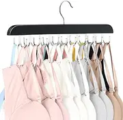 Bra Hanger for Closet, Tank Top Hanger 16 Hooks Capacity Foldable Wood Space Saving Hanger Closet Organizers and Storage for Dorm & Apartment for Tank Top, Bra, Scarf etc.(Black)