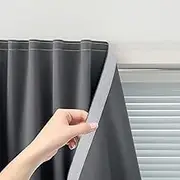Sovtfides Magic Tape Stick On Curtains Window Shades Pull Down Blackout Window Cover Blackout Curtains for Bedroom No Drillng Self Adhesive Curtains No Rod Small Window, 47" W X 59" L, Grey, 1 Panel
