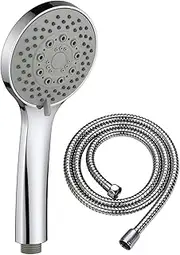 [KAIYING] Handheld Shower Head with 5 Spray Setting Modes, Water Saving Showerhead, Multi-Functions, Bathroom Accessories w/ 59'' Hose, Chrome (C:Shower Head+Hose)