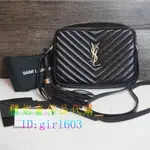 【櫃姐代購】YSL 612544黑全皮金字LOGO 山形紋 流蘇相機包 側背包