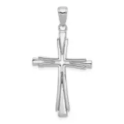 14k White Gold Polished Solid Cross Pendant