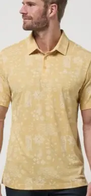 NWT Travis Mathew Inbound Plane Yellow Golf Perfect Polo Shirt Mens XL