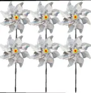 Reflective Pinwheels with Stakes, Wind Spinners Outdoor Bird Scare Device, 12pac