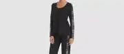 $48 Josie Natori Women's Black Solid Stretch Pajama Shirt Top Sleepwear Size M