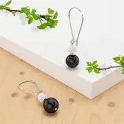 Solid 925 Sterling Silver Combo Black and White Agate Drop Earrings