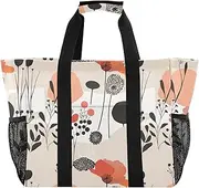 [sanluoli] Tote Bag Foldable Beach Bag Tote Waterproof Canvas Car Tote Bag, Abstract Art Illustrations Flowers, 1 size
