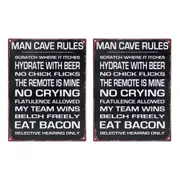 2x LVD Iron Man Cave Rules Sign/Signage Home/Room Wall Hanging Decor 25x33cm