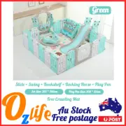 Playpen Set Slide Bookshelf Swing Rocking Horse Indoor Home Playground AU STOCK