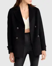 [Belle & Bloom] Forget You Wool Blend Military Peacoat - Black