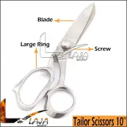 10" Heavy Duty Tailor Stainless Steel Shears Scissors Silver