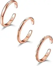 [ORAZIO] 3Pcs S925 Sterling Silver Simple Toe Rings for Women, Hypoallergenic Finger Ring Single Line Minimalist Toe Rings, Adjustable Tail Band Rings Summer Beach Foot Jewelry Set