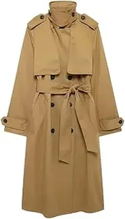 [Generic] Women Long Windbreak Coat Outerwear Winter Oversized Trench Coat Long Sleeve Sashes Coat