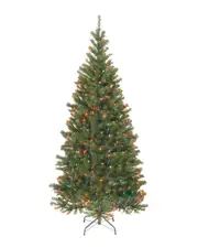 National Tree Company 7' Aspen Spruce Hinged Tree with 400 Multi Lights