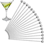 Cocktail Picks, 16PCS Upgrade Stainless Steel Toothpicks Martini Olive Skewers, Reusable Metal Drinks Skewers Garnish Sticks