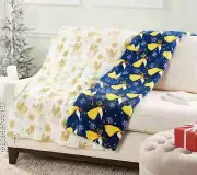 Kringle Express Oversized Set of 2 Printed Holiday Throws Brown Angels