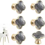 6 Pcs Clover Knobs Ink Painting Cabinet Drawer Knob Cupboard Knobs for Home