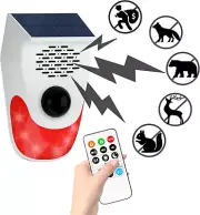 Solar Motion Sensor Alarm Outdoor Indoor Noise Maker with 8 Replaceable Detector