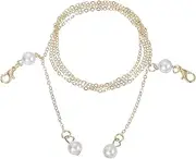 [sourcing map] Beaded Glasses Chain, Eyeglass Chain Eyewear Retainer Eyeglasses Strap Holder Around Neck Sunglasses Chains for Women Girls, Pearl Tassel, White Gold, cm