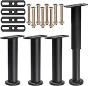 Tanstic 4Pcs Adjustable Metal Bed Frame Support Legs, Adjustable Height Bed Support Legs Heavy Bed Frame Center Slat Support Legs Replacement with Wider Base for Furniture, King Bed (7”-13”)