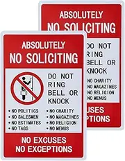 dojune-2 Pack Funny Metal decor Signs Absolutely No Soliciting No Political Causes, Garage Home Yard Plaque Wall Art