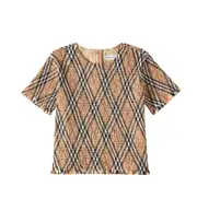 [Burberry Kids] Burberry Kids Checked cotton T-shirt Y 14 beige