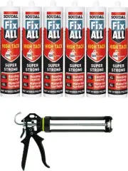 Soudal Fix All High Tack Adhesive Sealant Beige 290ml 6 Pack + Gun Kit