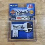 New Genuine Brother TZ-151 P-Touch Label Tape 1” Black Print on Clear