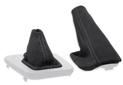 FOR BMW E46 automatic GEAR SHIFT BOOT + HANDBRAKE GAITER ALCANTARA STITCH GRAY
