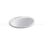 Kohler Drop-In Bathroom Sinks 16.25"Wx19.3"Lx8.75"D Oval Cast Iron In Chrome