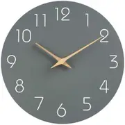 Wall Clock,Silent Non-Ticking 10 Inch Wall Clocks Battery Operated,Modern Style Wooden Clock Decorative for Kitchen,Home,Bedrooms,Office (10Inch Grey)