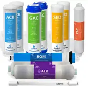 1 Year Alkaline Ultraviolet Reverse Osmosis Replacement Set – 11 Filter – 50 GPD