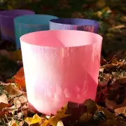 432 Hz 8.75 inch Root Chakra C Note Alchemy Crystal singing bowl w/ Case - pink