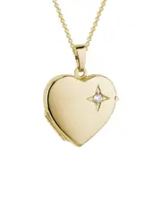 14K Diamond Heart Locket Necklace .01 ct. tw.