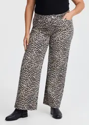 [Virtuelle] Taking Shape Cotton Animal Wide Leg Jean Size 16 in Animal Print - Plus Size Women's Clothing Animal Print