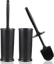BYUNER Toilet Brush and Holder Set: 2 Pack Black Toilet Brush Set, Modern Toilet Bowl Brushes for Corner Clean, Bathroom Toilet Scrubber Brush with Cover, Deep Cleaning Toilet Cleaner Brush Set