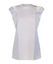 Sacai Stripe Detailed Mini Dress 2 White and light blue