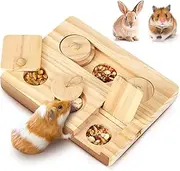 QYINXIU Guinea Pig Foraging Toys, 6 in 1 Hamsters Wooden Interactive Enrichment Toys, Treat Dispenser for Small Animal Funny Toys, for Rabbits, Bunny, Chinchillas, Rats and Gerbils