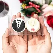 100 Pack Clear Macaron Boxes for 2 Small Plastic Chocolate Covered Ore Boxes 4.17 x 2.16 x 1.37 Inches for Wedding Bridal Shower Baby Shower Party Favors Small Bakery Boxes Pastry Treat Boxes