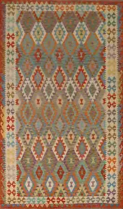Geometric Kilim Rugs Wool Traditional Kelim Carpets 7x10 ft